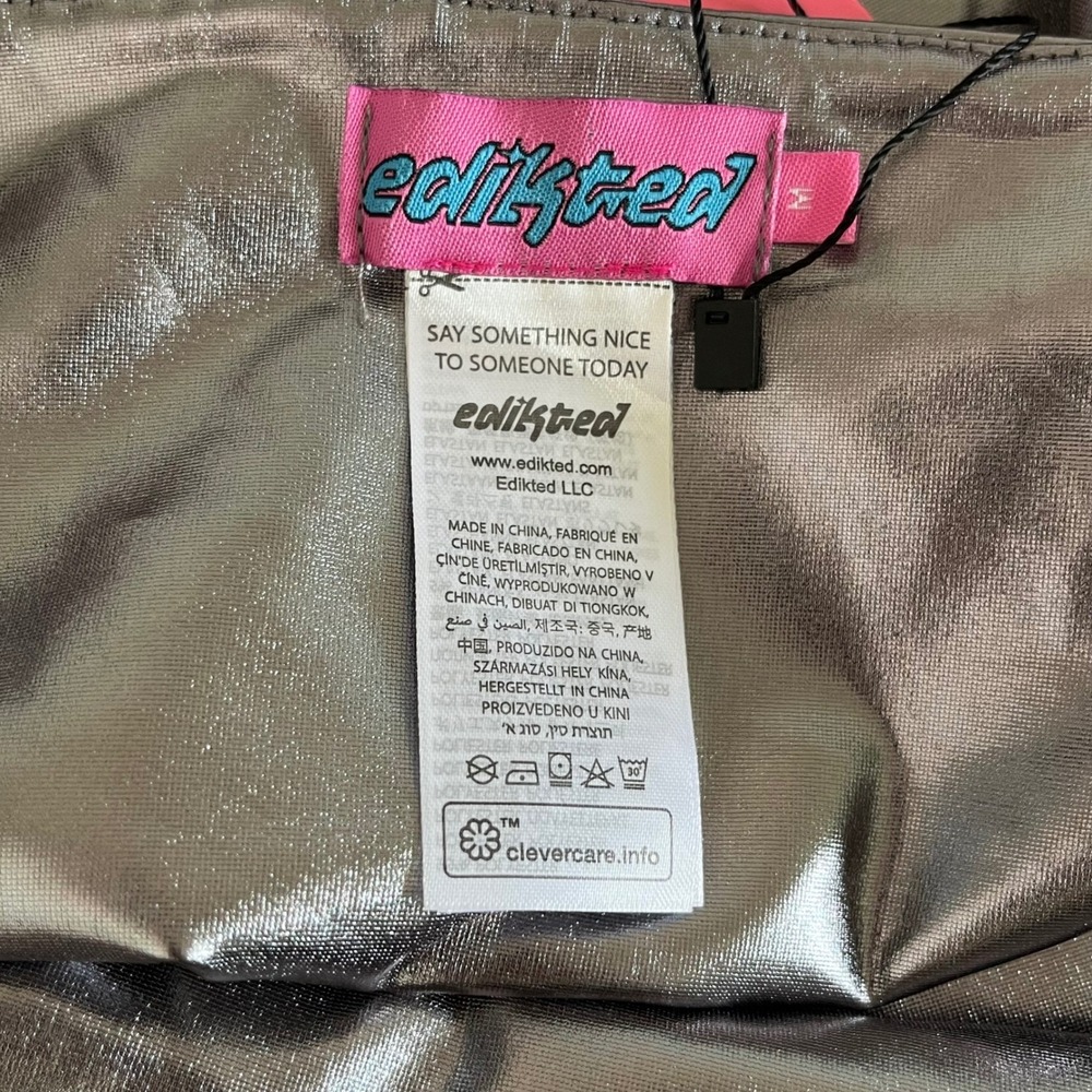 Edikted Silver Metallic Halter Mini Dress NWT Size Medium‎ Open Back - Picture 9 of 14